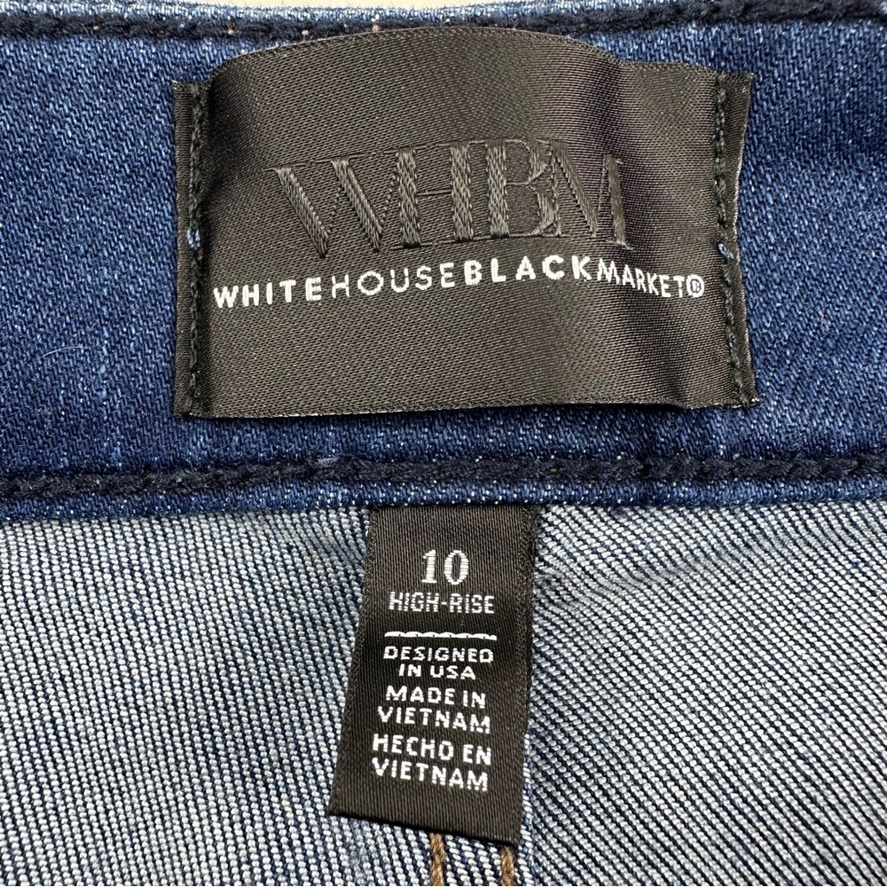 WHBM High Rise Tab Detail Kick Flare Cropp Jeans Women 10 Blue - Picture 4 of 10